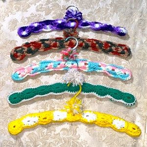 Set of 5 Vintage Crochet Knit Hangers